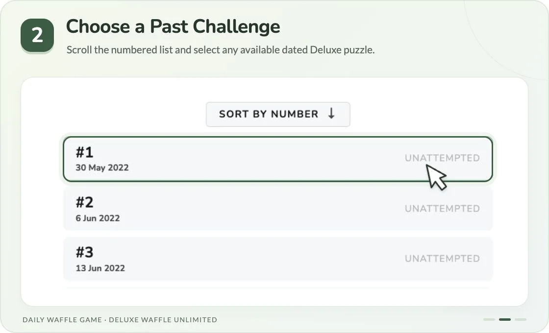 Step 2: select a dated puzzle from the Deluxe archive