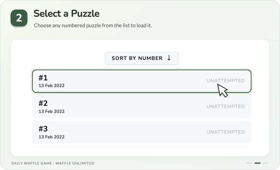 Step 2: select a numbered puzzle from the archive list