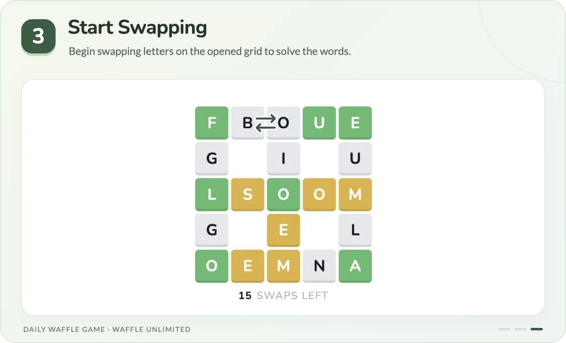 Step 3: drag a letter onto another tile to swap their positions